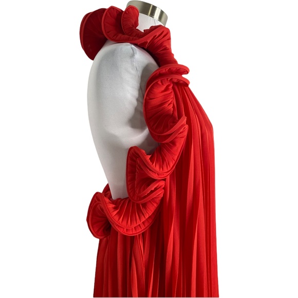 NEW Amur Red Pleated Ruffle Mini Mimi Dress - Picture 6 of 12